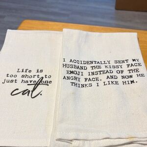 Humorous Printed Cotton Kitchen Towels - White